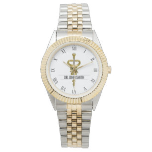 Montre Élégant Médical Asclepius Nom Argent Or