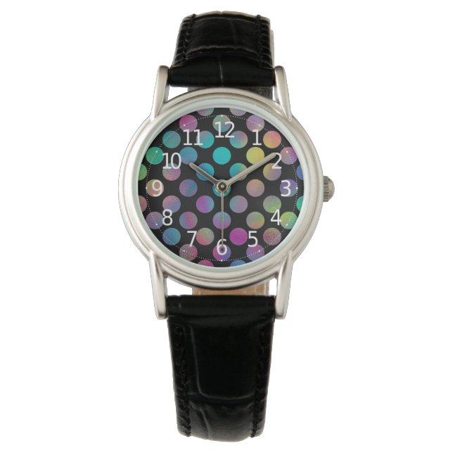 Montre Elegant Modern Rainbow Polka | (devant)