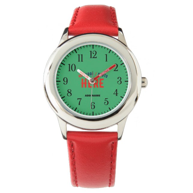 MONTRE ÉLÉGANT MODERNE PERSONNALISÉ ROUGE EMÉRALD VERT MA (devant)