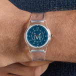 Montre élégant monogramme bleu chic Silicone Strap Clear<br><div class="desc">élégant monogramme personnalisé minimaliste stylisé bleu Silicone Strap Clear Watch vous pouvez changer la couleur de police,  taille et style. grand comme cadeau des groomsmen,  cadeau mariage et plus.</div>