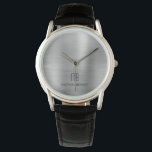 Montre Élégant Monogramme Gris Argent Brossé Métallique<br><div class="desc">Elégant Monogramme Gris Argent Brossé Montre Métallique Personnalisé.</div>