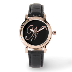 Montre Élégant Monogramme N Or noir et Rose