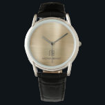 Montre Elégant Monogramme Or Brossé Metallic Watch<br><div class="desc">Monographie Monogrammée Or Brossé Métallique Personnalisée.</div>