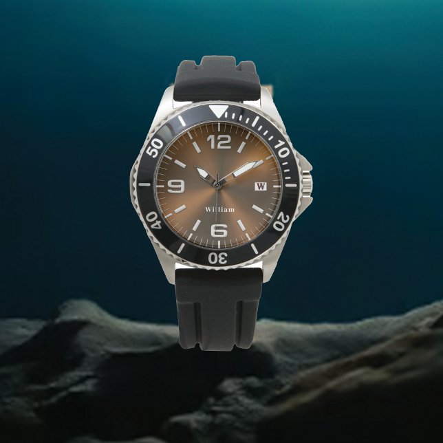 Montre Elégant Monogramme Or Brossé Metallic Watch (Créateur téléchargé)