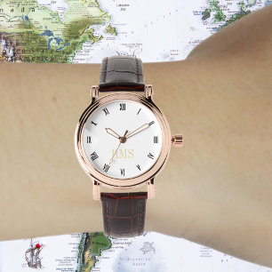 Montre Élégant Monogramme or Rose élégant pour femmes Vin