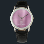 Montre Élégant Monogramme rose brossé Métallique<br><div class="desc">Monosurveillance métallique brossée Monographique Élégante Personnalisée.</div>