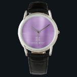 Montre Élégant Monogramme violet brossé métal<br><div class="desc">Monographie Monogrammée Purple Brossée Personnalisée.</div>