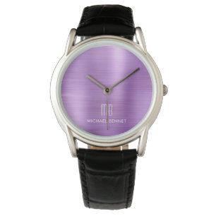 Montre Élégant Monogramme violet brossé métal