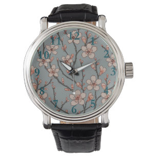 Montre Élégant Motif Fleur rose Douce Fleur Fleur de Ceri