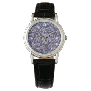 Montre Élégant motif Vintage pourpre damassé