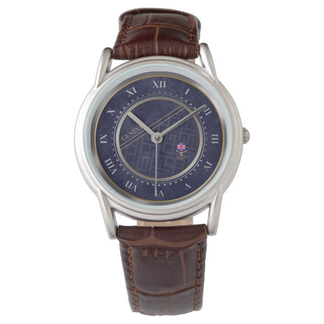 Montre Elegant Navy Blue Dial Roman Numerals Custom Watch (devant)