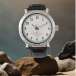 Montre Élégant Noir Blanc Noir Monogramme<br><div class="desc">Élégant Classique Noir Blanc Monogrammé. Cette montre élégante et moderne est conçue avec une typographie manuscrite associée à une typographie noire en noir sur un arrière - plan blanc et a de l'espace pour écrire votre nom, Le nom monogramme peut facilement être personnalisé pour rendre un design unique, le cadeau...</div>