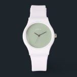 Montre Élégant nom de script vert sage<br><div class="desc">Elégant sauge vert blanc nom de script Watch.. Personnalisez le nom.</div>