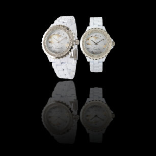 Montre Elégant Or Blanc Faux Marbre Personnalisé