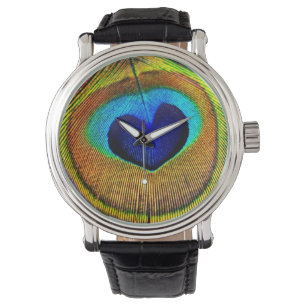Montre Elégant Peacock Feather Avec L'Oeil En Forme De Co