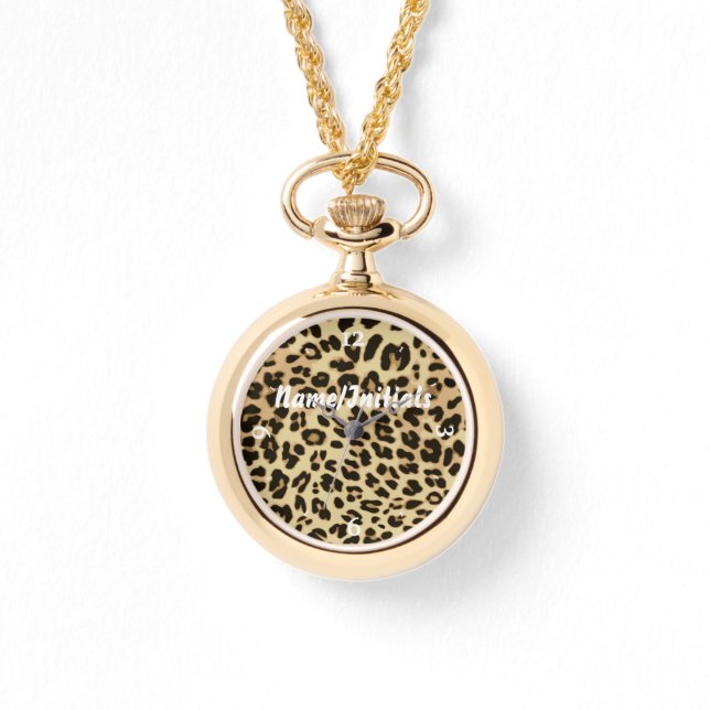 Montre Élégant Poster de animal léopard Monogrammé (Recto)