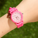Montre élégant rennes de parties scintillant rose neigeux<br><div class="desc">élégant rennes de parties scintillant rose minime personnalisation surveillance neigeuse</div>