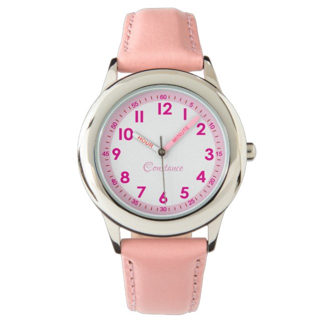 Montre Élégant rose moderne élégant Nom personnalisé Enfa (devant)