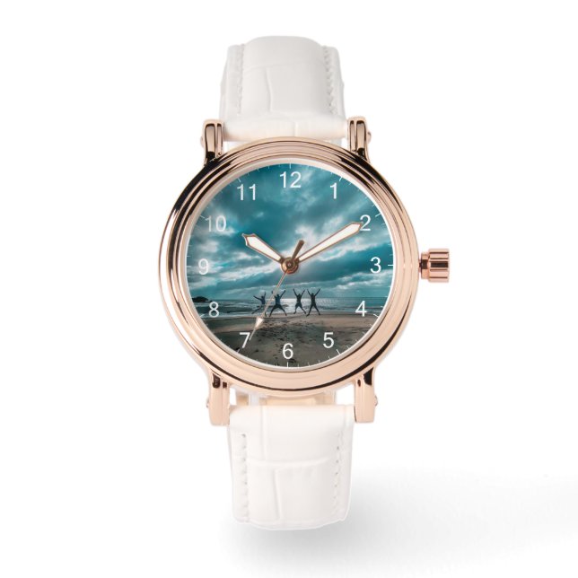 Montre Élégant Rose Vintage élégant Monogramme Or (Recto)