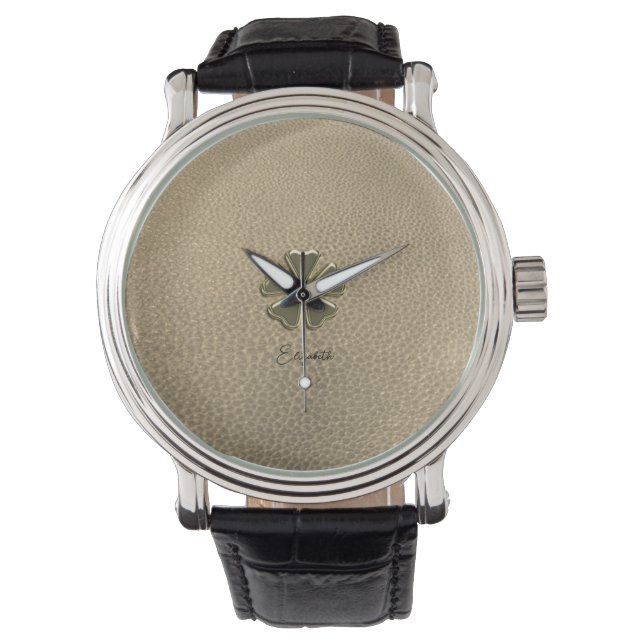 Montre Élégant Trèfle Saint-Patrick Cuir (devant)