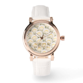 Montre Elegant White Rose Personalized Floral