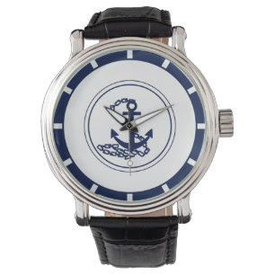 Montre Élégante Ancre bleue de style maritime