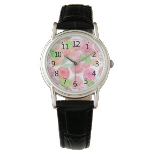 Montre Élégante aquarelle rose Roses Motif floral 