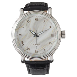 Montre Élégante Arrière - plan Marbre Parties scintillant