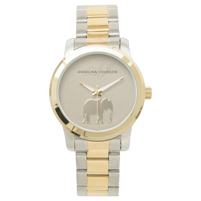 Montre élégante en or pour éléphant pour elle (devant)