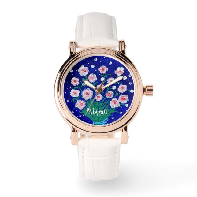 Montre élégante eWatch peinte à la main Florale  (Recto)