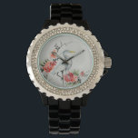 Montre Elégante grue asiatique et l'art en fleurs<br><div class="desc">Grue assez complexe et fleurs peinture asiatique.</div>