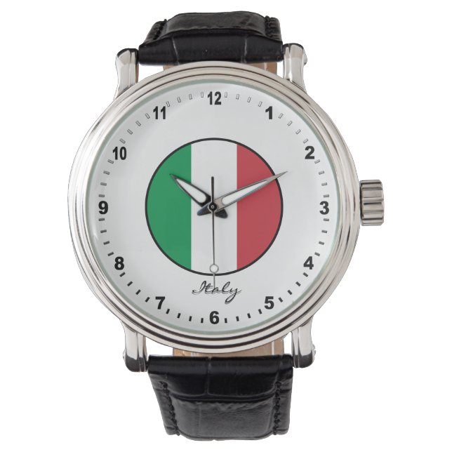 Montre Elégante Italie Watch & drapeau italien / Rome (devant)