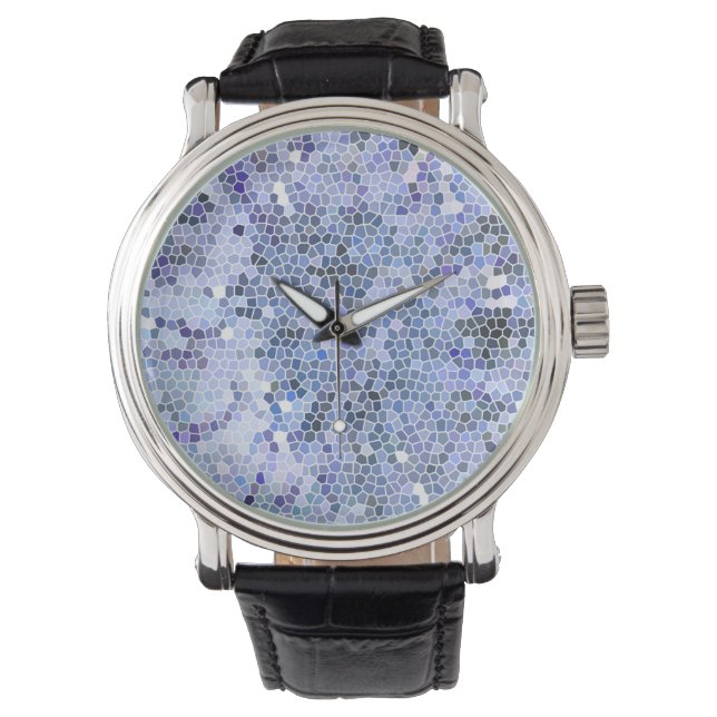 Montre Elégante mosaïque bleue glace (devant)