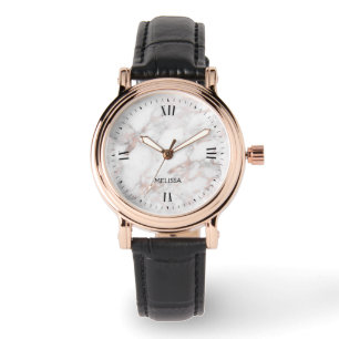 Montre Elégante pierre de marbre rose-or