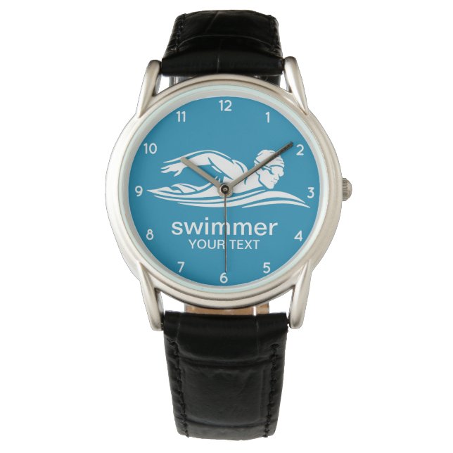 Montre Elégante piscine Bleu Blanc Eau (devant)