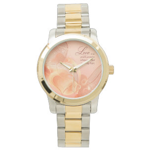 Montre Élégante Romance d'Art au Cœur Doré