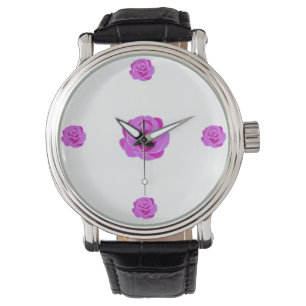 Montre élégante Rose Rose en Verre Coloré -