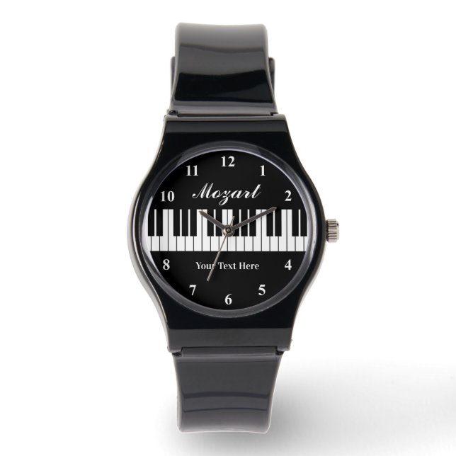 Montre Elégante touches de piano noir et blanc pour homme (Recto)