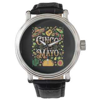 Montre Éléments de fête mignons de la fête Cinco De Mayo