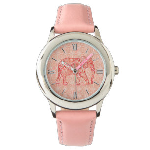 Montre Éléphale tourbillon fractal - corail orange et bla