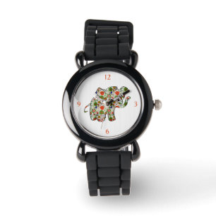Montre Eléphant Bébé Floral Coloré