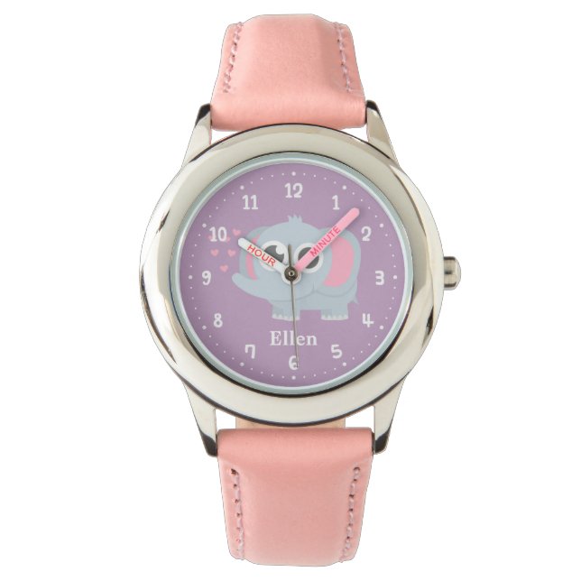Montre Éléphant de bébé mignon pour filles (devant)