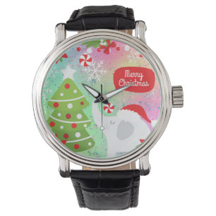Montre Eléphant de Noël blanc
