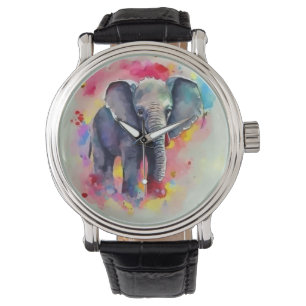 Montre Eléphant en aquarelle