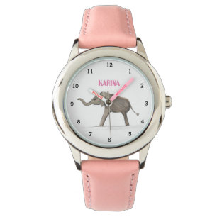 Montre Eléphant gris mou Animal Girly Enfants