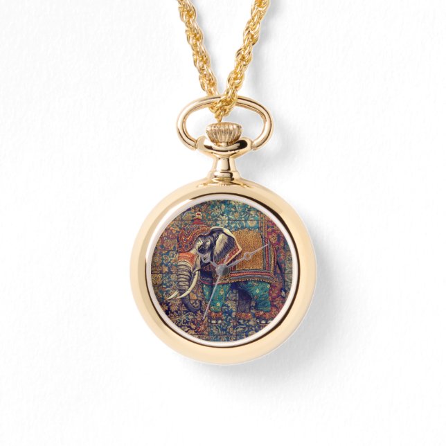 Montre Éléphant Vintage, Éléphant Antique, Art d'Éléphant (Recto)