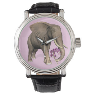 Montre Elephant With Pink Orchid