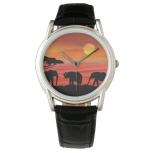 Montre Eléphants mignons dans le Serengeti