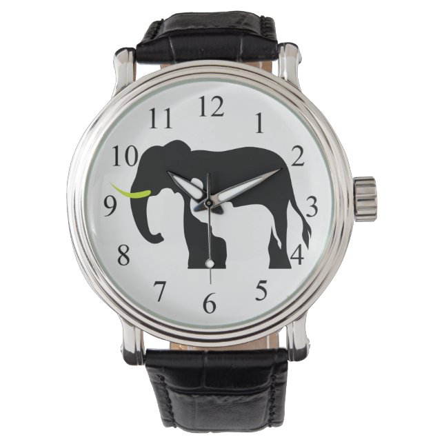 Montre Eléphants noirs et blancs (devant)