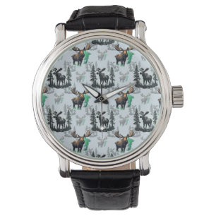 Montre Elk Moose Antlers Deer Design Motif